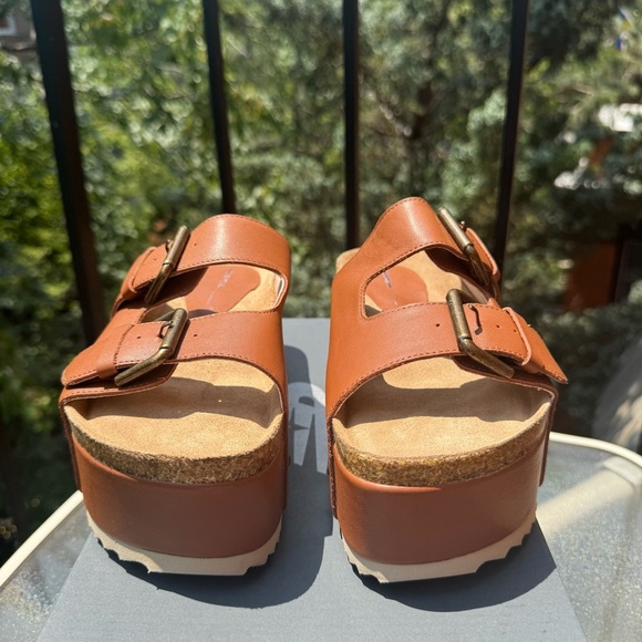 NWT Free People Rule Breaker Platform Sandals Brown Leather Studded Flatform 37 - Picture 11 of 15